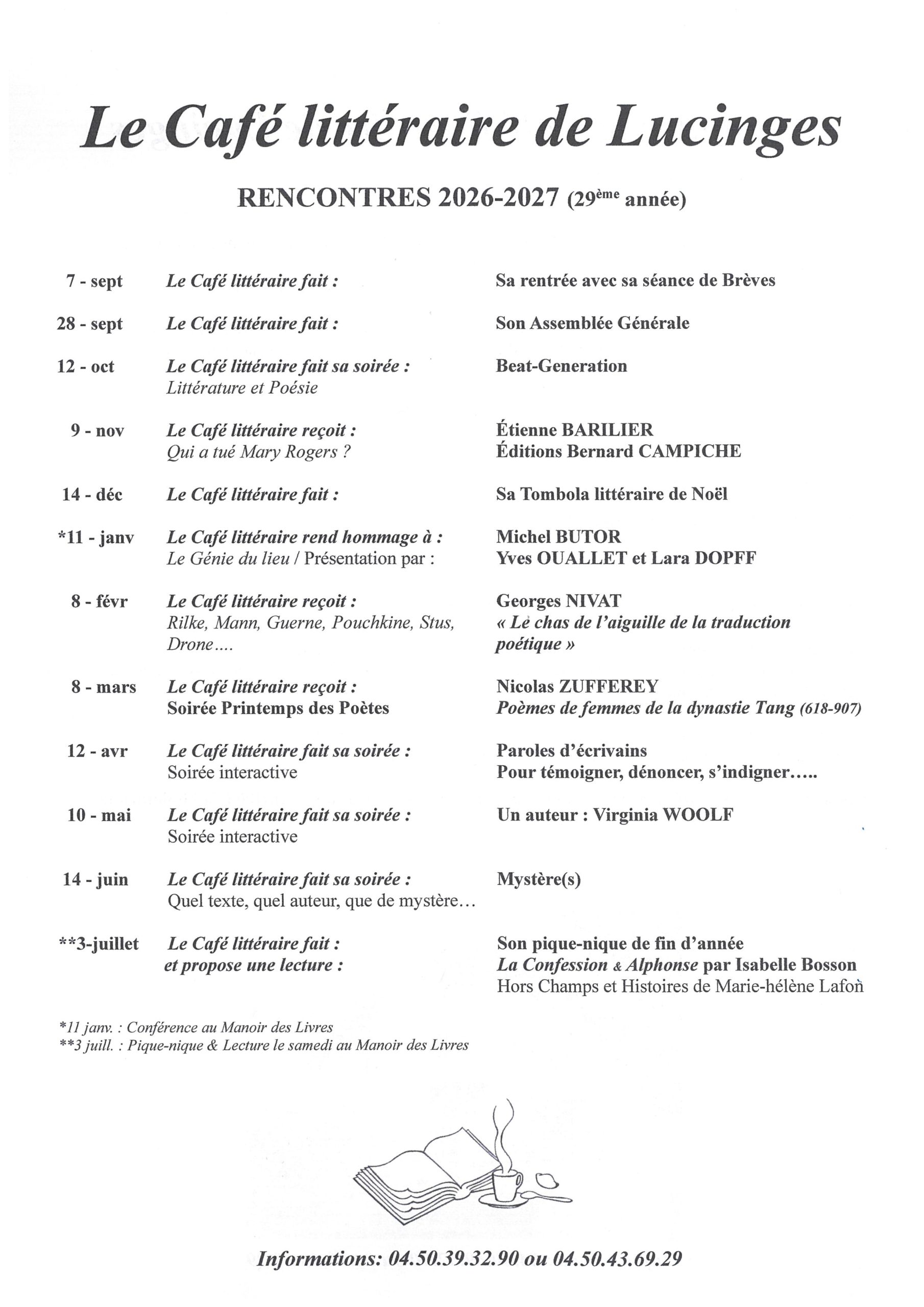 café littéraire programme